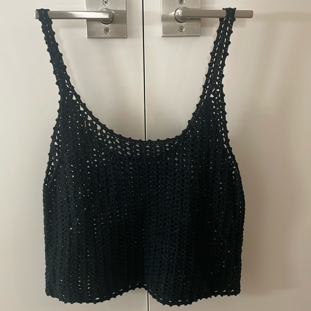 Aritzia Black Crochet Crop Top
